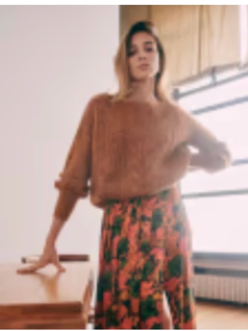 Sezane Cable Knit Scoop Neck Sweater in Taupe Brown